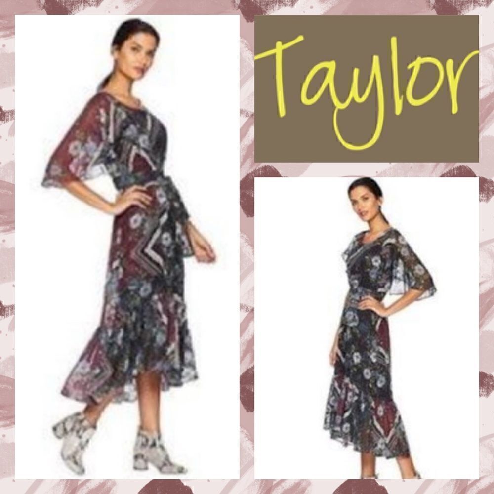 🌻NWT MSRP $128 Taylor Short Sleeve Print Dress Women's Size 10